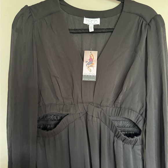 NWT Sofia by Sofia Vergara Black Ruched Maxi Dress - Picture 4 of 5